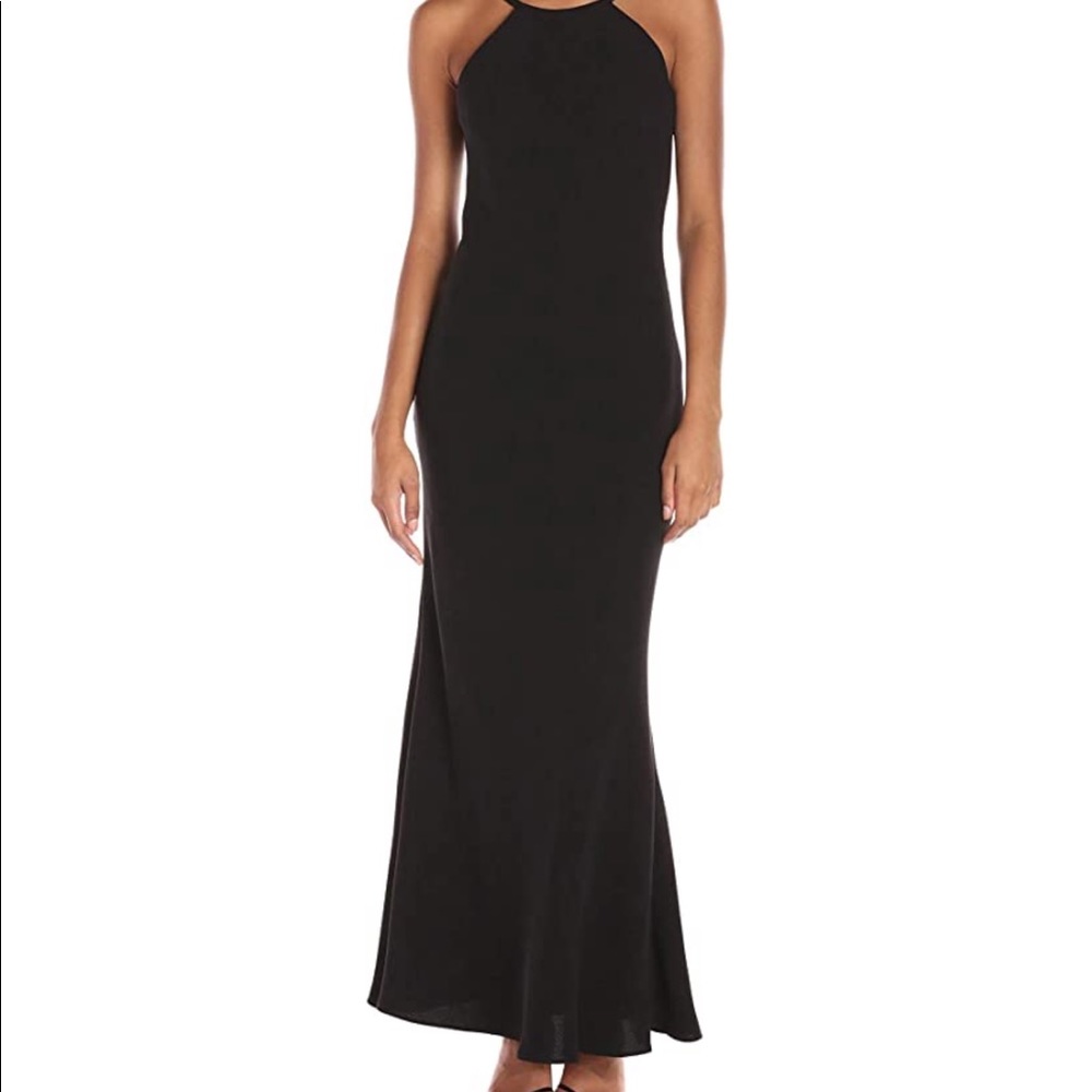 CALVIN KLEIN Black Halter Neck Gown